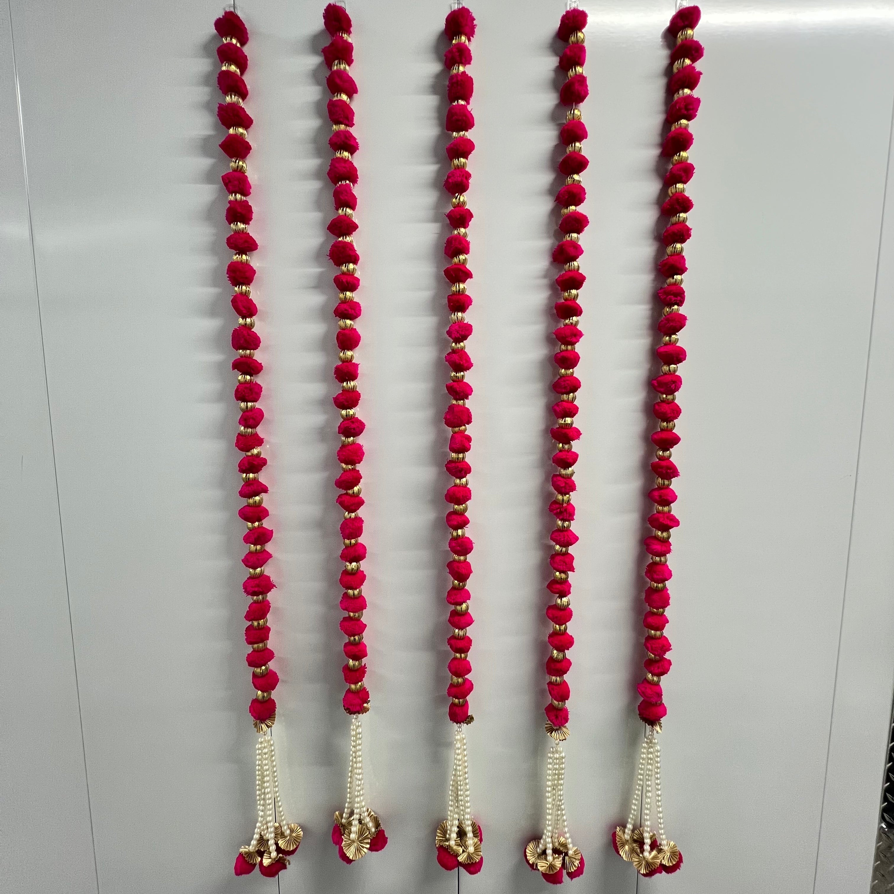 5ft Pom Pom Latkan - Pink (Set of 2)