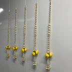 Bouquet de pivoines de 60 cm avec guirlande de perles - Jaune