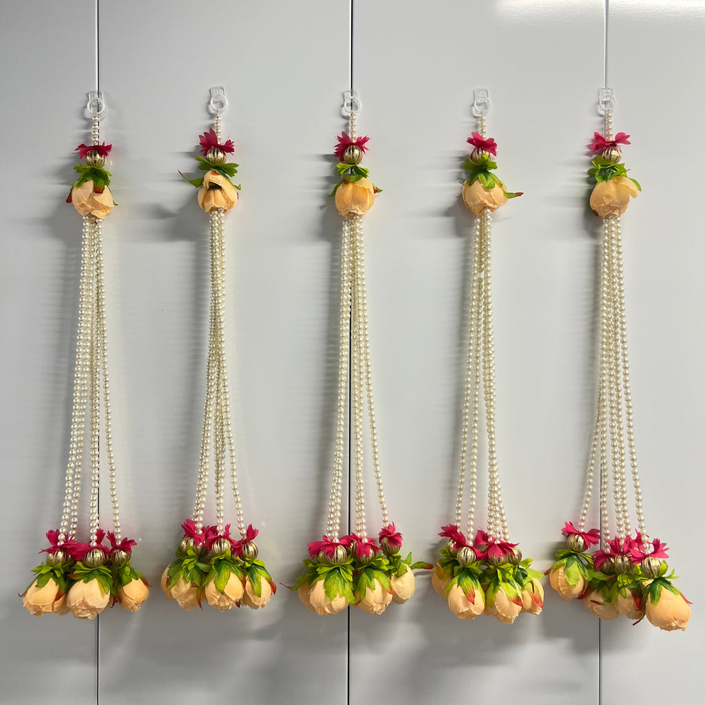 Guirlandes de pivoines en perles de 45 cm - Pêche