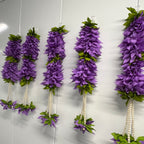 Petites fleurs en tissu de 38 cm avec perles – Violet