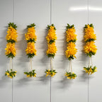 Petites fleurs en tissu de 38 cm avec guirlandes de perles - Mango