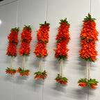 Petites fleurs en tissu de 38 cm avec guirlandes de perles - Orange