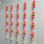 Guirlande de 3 pieds (4 pièces) avec grosses boules Gota et fleurs - Rose