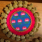 Patola - Pichwai Placemat (8 Inch) - Pink/Blue