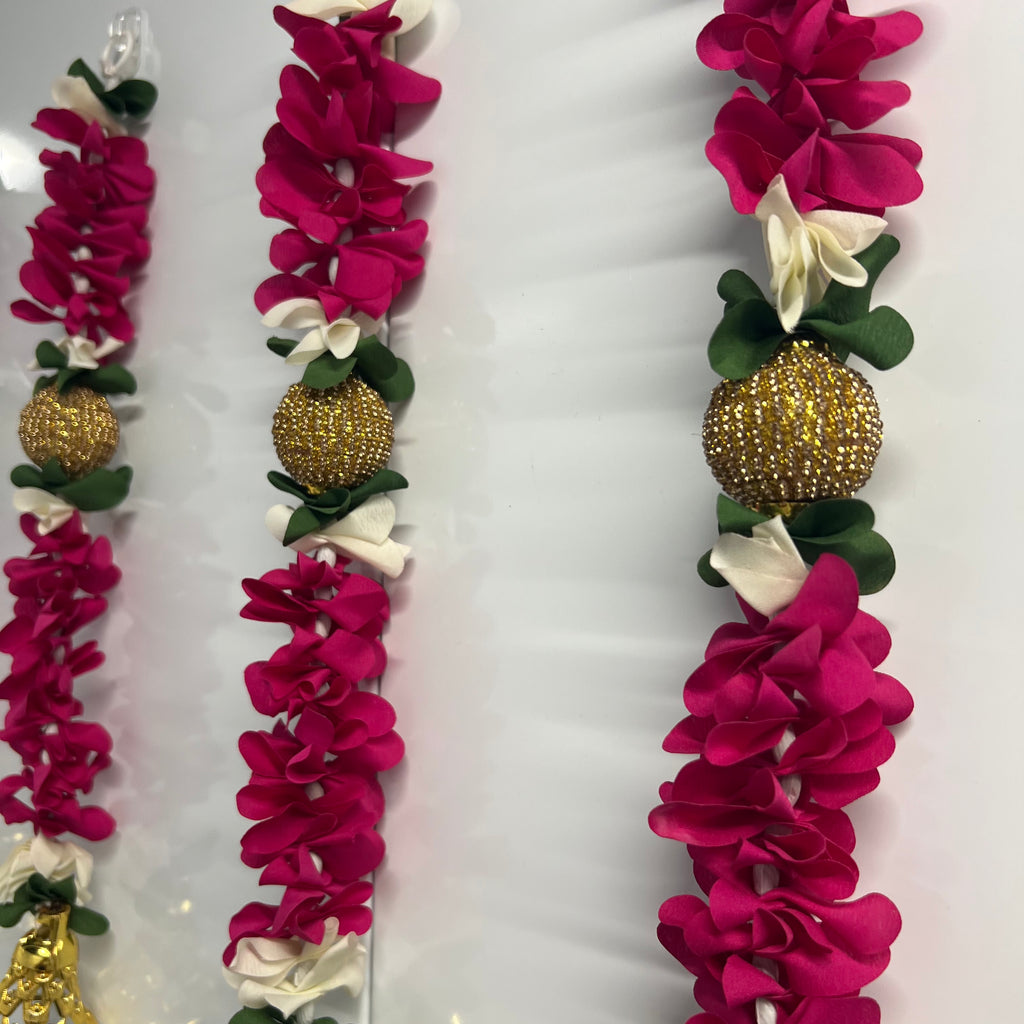Suspension florale boule à paillettes de 45 cm - Rose rani