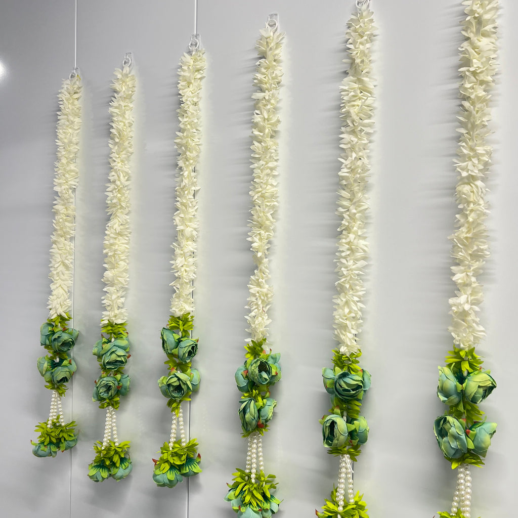 2,5 pi floral blanc avec 7 pivoines suspendues - Vert