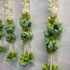 2,5 pi floral blanc avec 7 pivoines suspendues - Vert