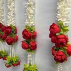 2,5 pieds fleuri blanc avec 7 pivoines suspendues - Rouge