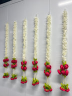 2,5 pieds de fleurs blanches avec 7 pivoines suspendues - Rose Rani
