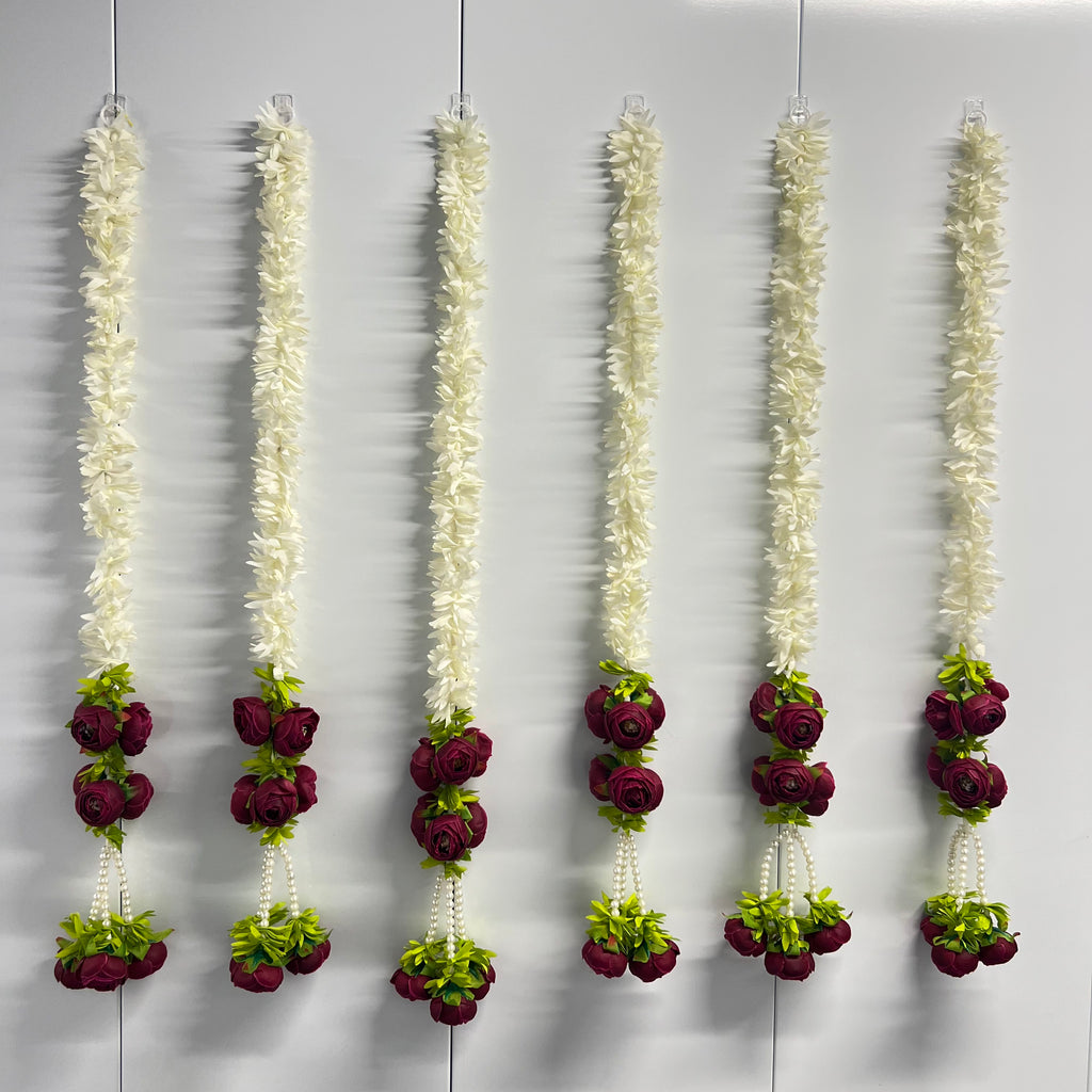 2,5 pieds de fleurs blanches avec 7 pivoines suspendues – Magenta