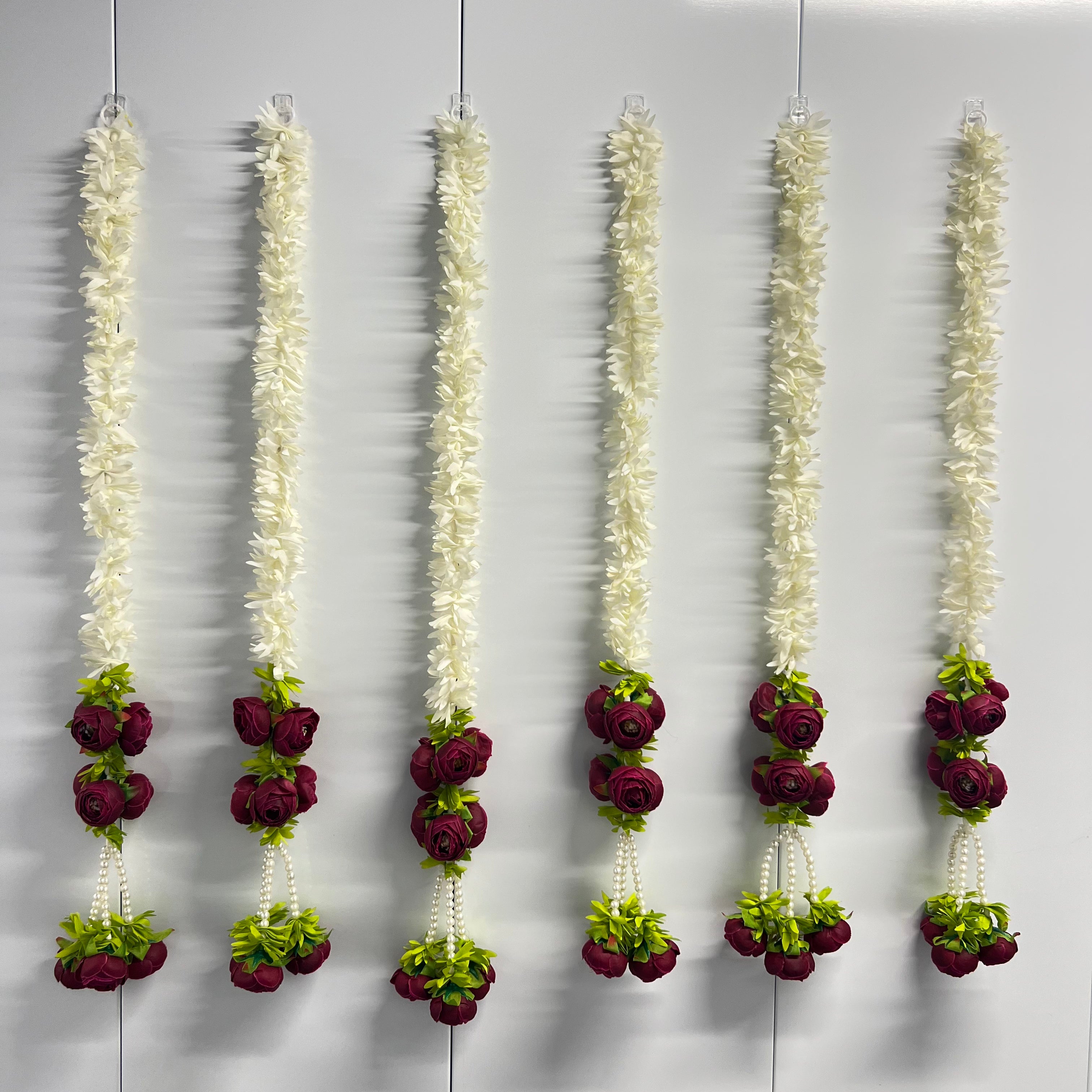 2,5 pieds de fleurs blanches avec 7 pivoines suspendues – Magenta