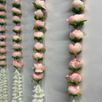 Guirlande fleurie pivoine + fleur blanche 90 cm - Rose clair