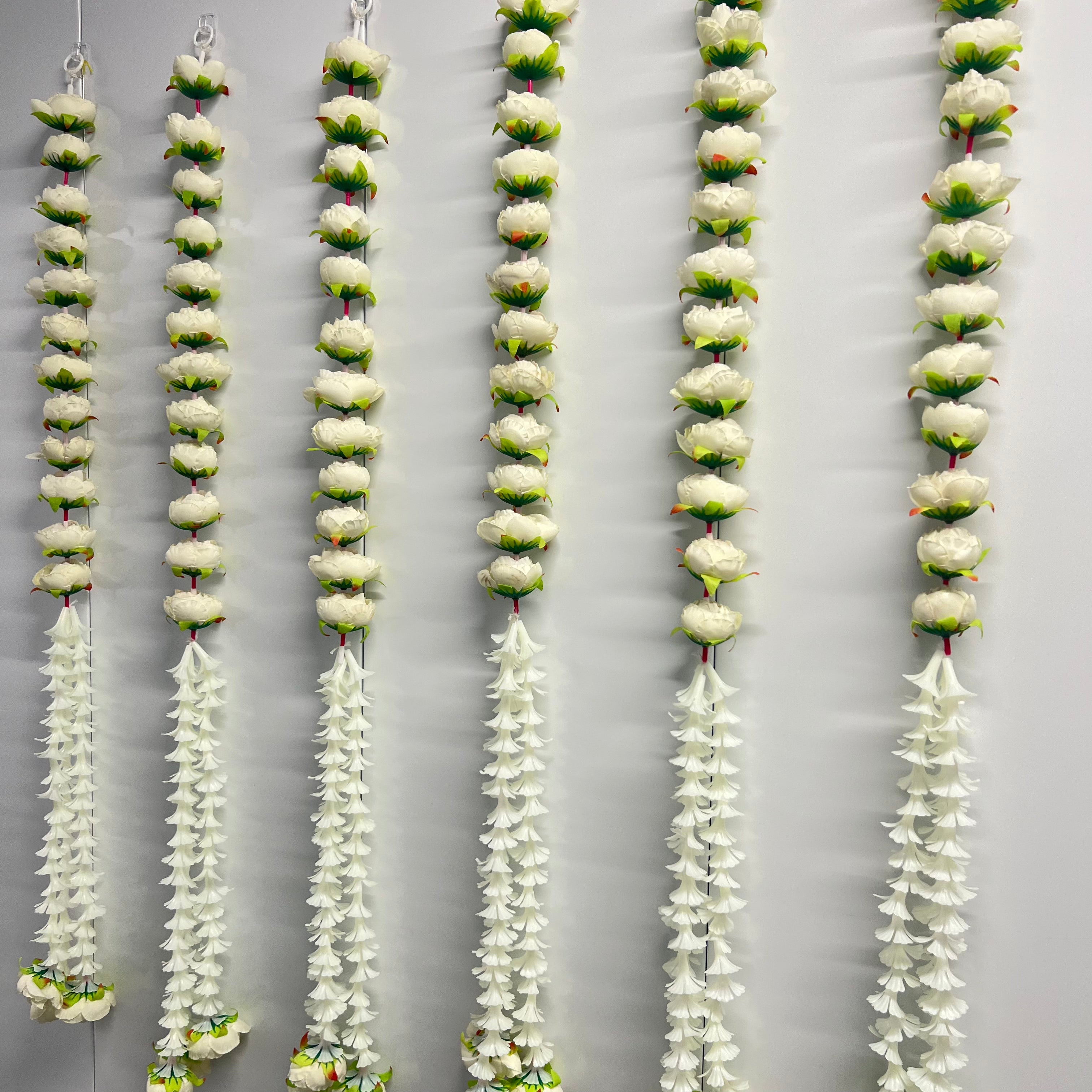 3ft Suspension demi pivoine + fleur blanche - Blanc
