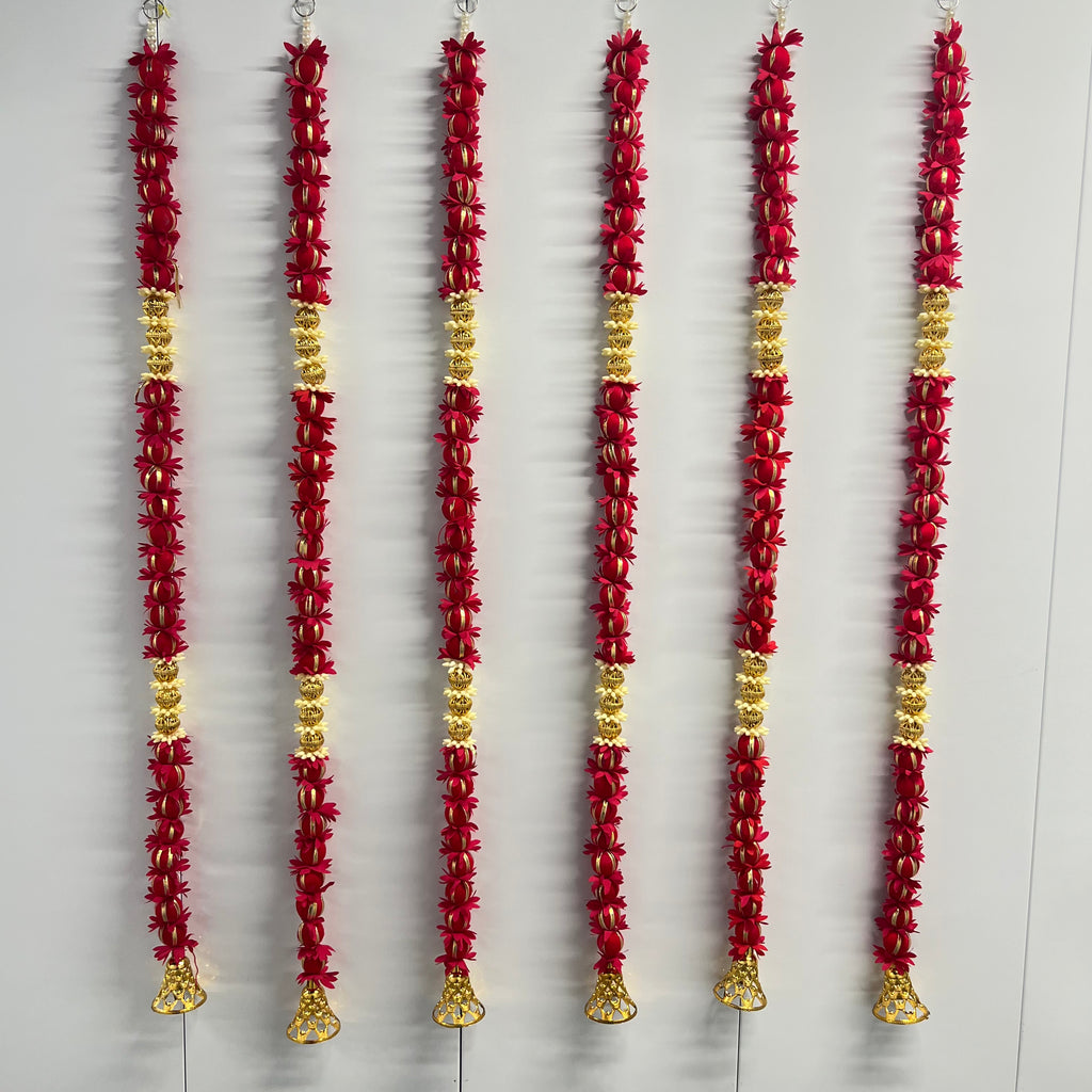 Guirlande de boules lumineuses de 1 mètre avec clochettes - Rouge