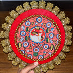 10inch Reversible Placemats - Maroon Patola &  Red Nandi Cow