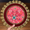 10inch Reversible Placemats - Maroon Patola &  Red Nandi Cow
