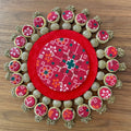 Reversible Placemat with side roundlettes (14 Inch) - Red/Blue