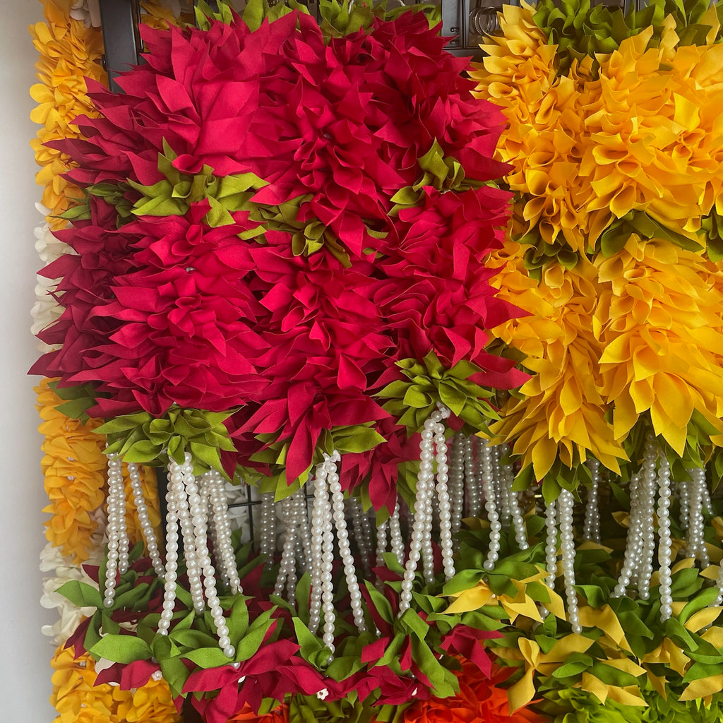 15in Small Cloth Flowers with Pearl Strings