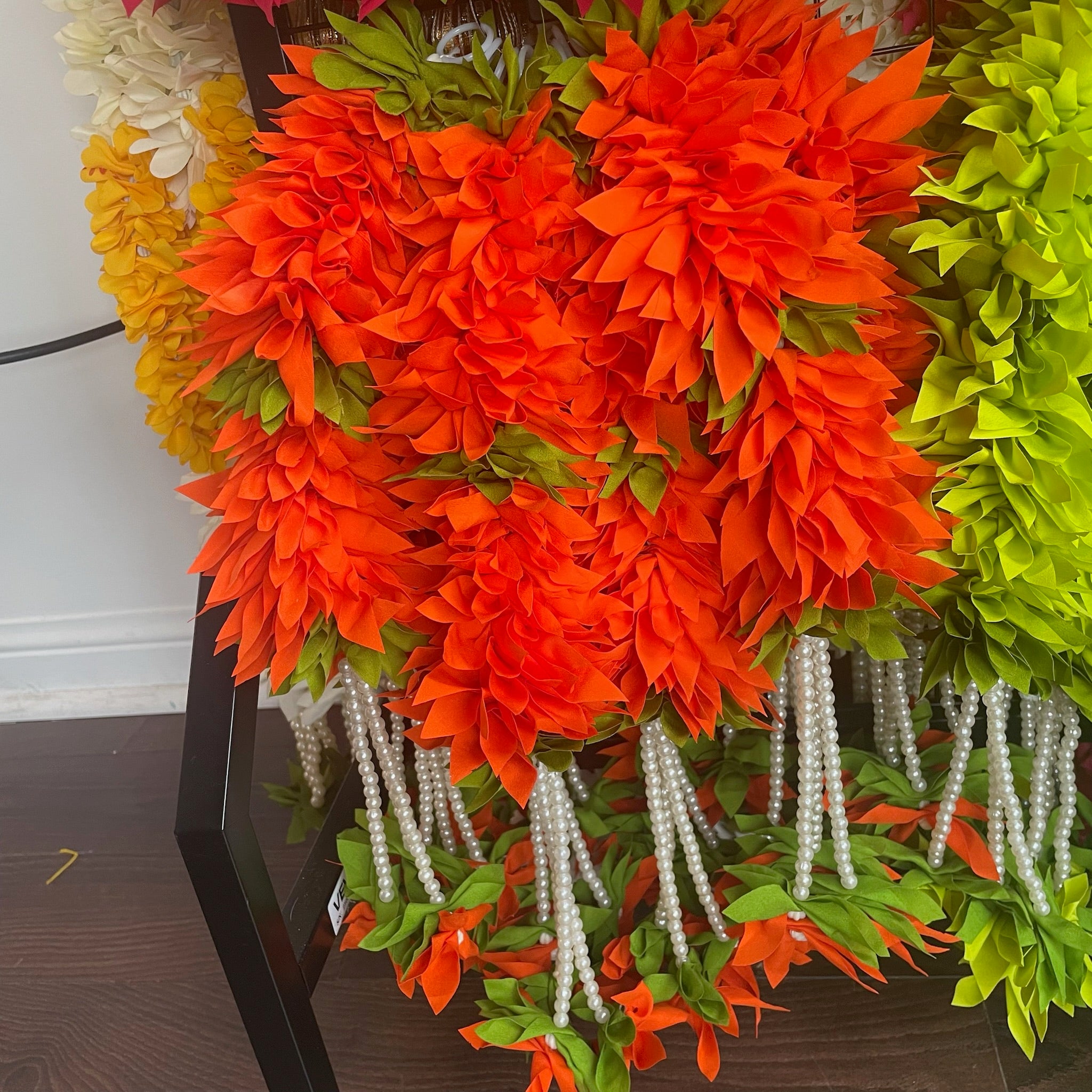 15in Small Cloth Flowers with Pearl Strings