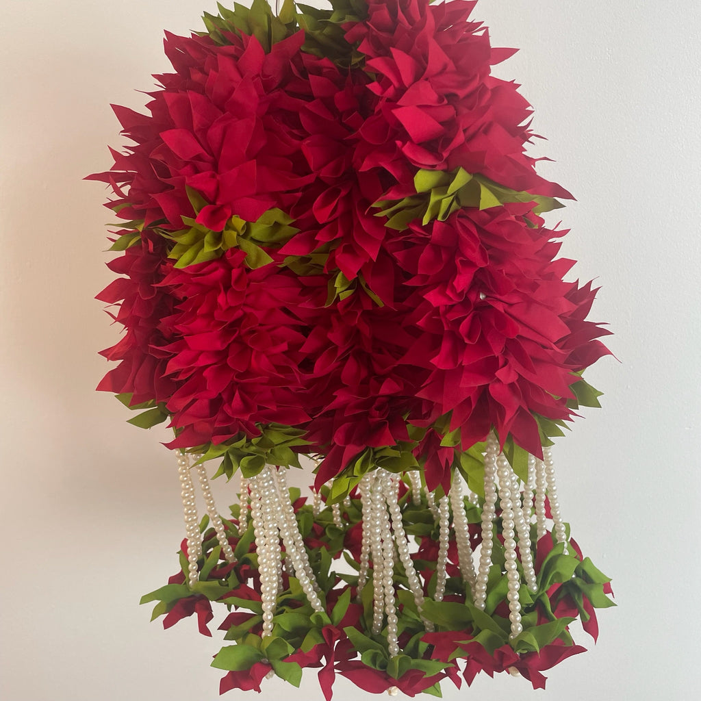 15in Small Cloth Flowers with Pearl Strings