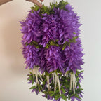 15in Small Cloth Flowers with Pearl Strings - Purple