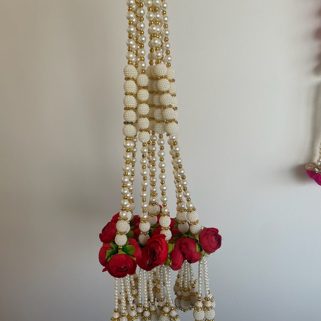 2ft 3 peony bunch with pearl strings