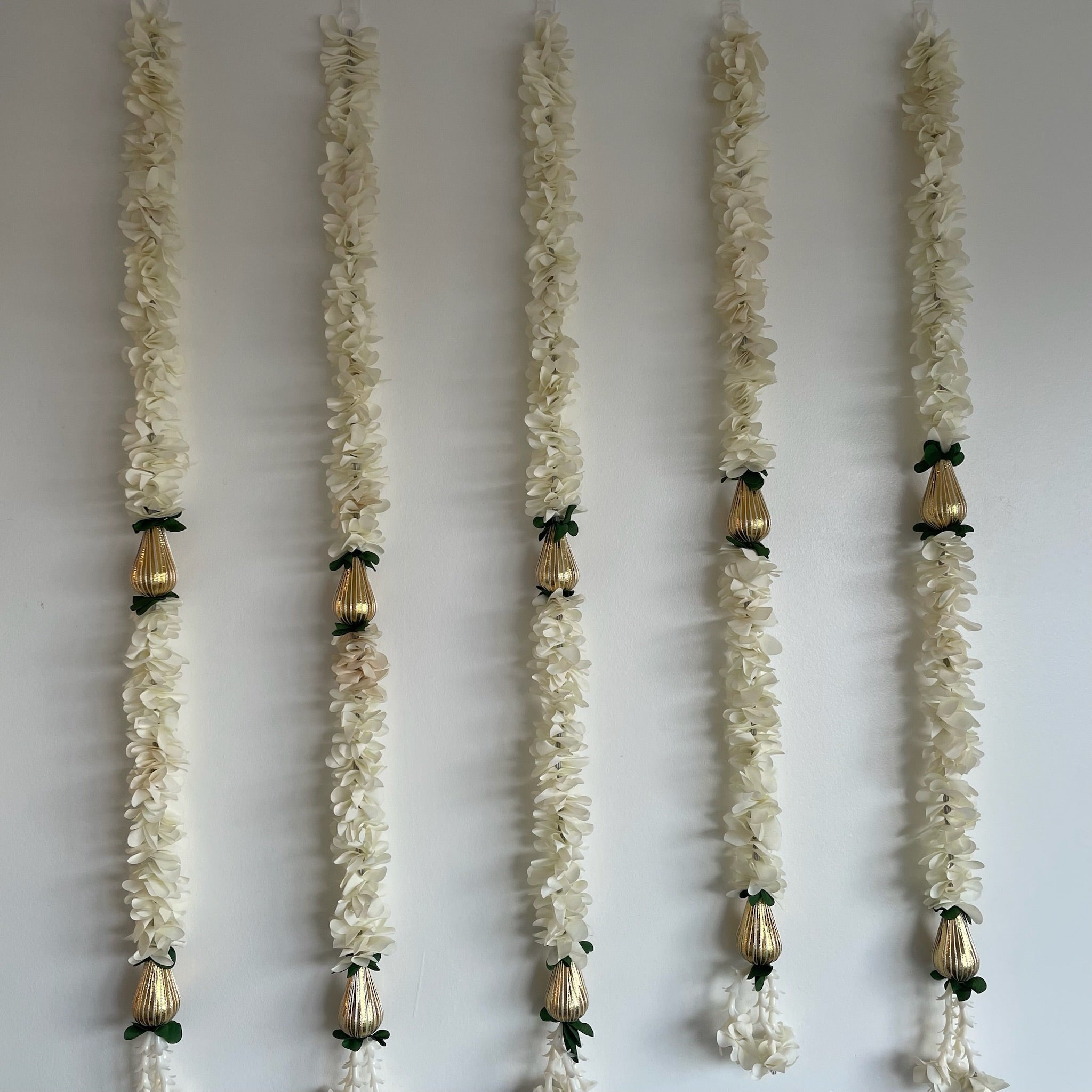 3ft White flower with Triangle Gota Bead