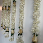 3ft White flower with Triangle Gota Bead