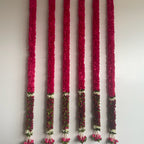 5.5ft Rani Pink flower hanging with green leaves