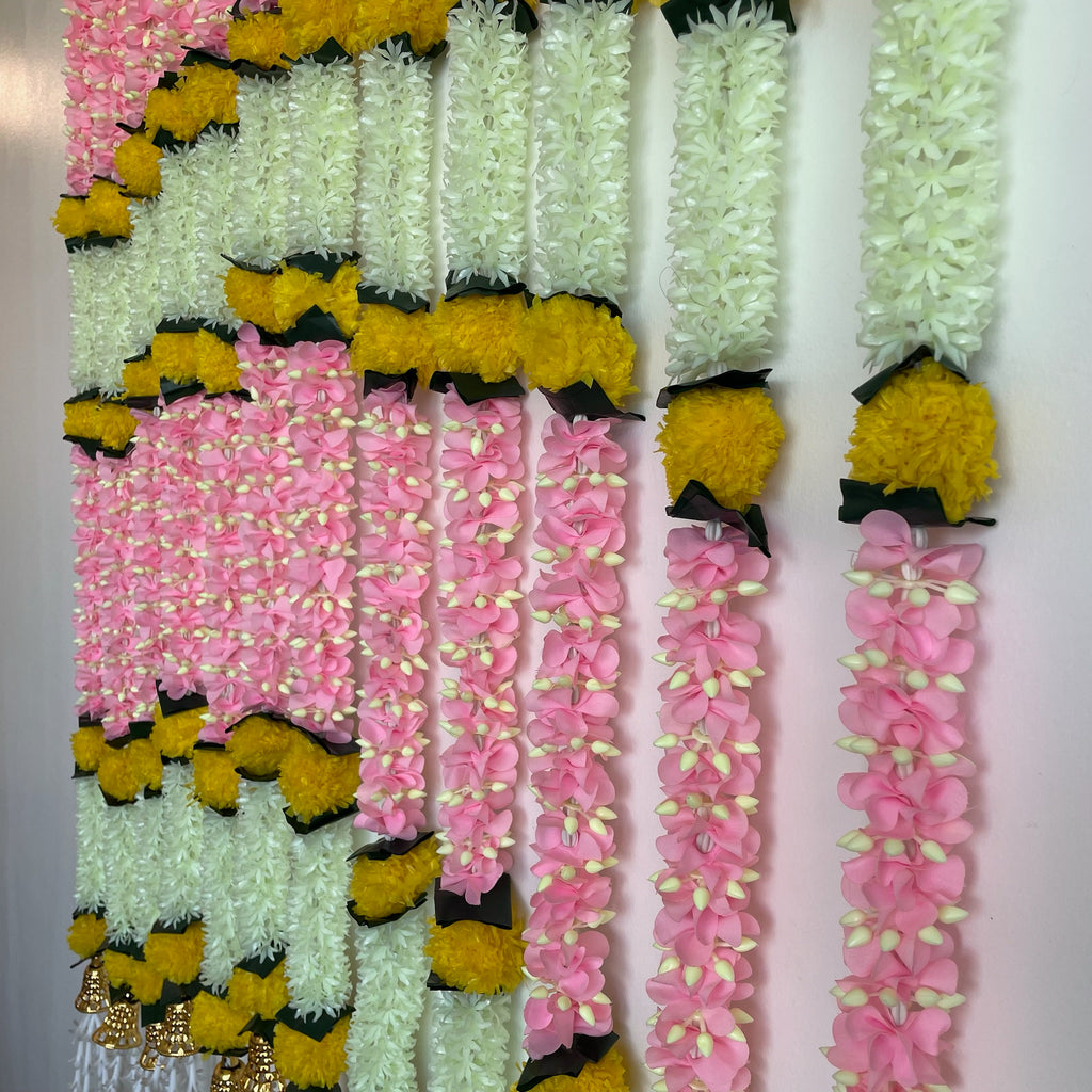 5ft yellow marigold with white+color flowers mogra buds