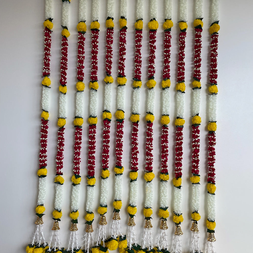 5ft yellow marigold with white+color flowers mogra buds