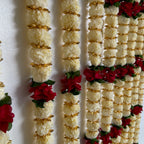 5ft beige with maroon small marigold flower string
