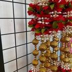 3.5ft Red mix floral string with bells