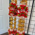 3.5ft Red mix floral string with bells