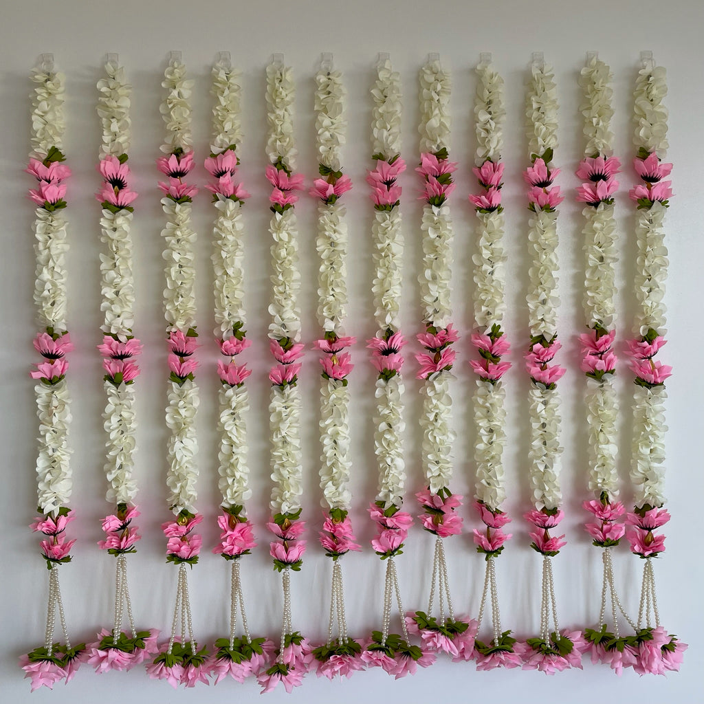 3ft white with pink flower