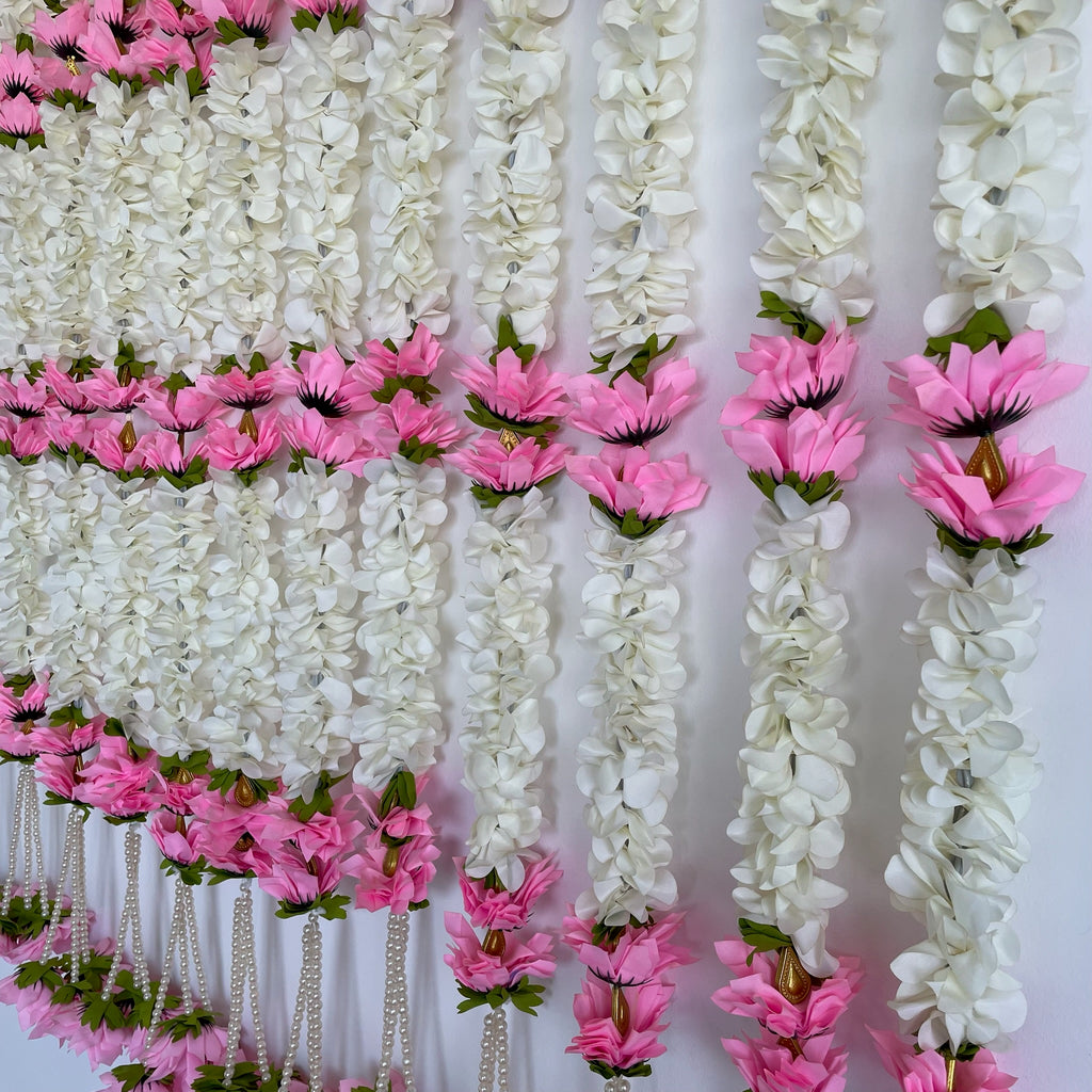 3ft white with pink flower
