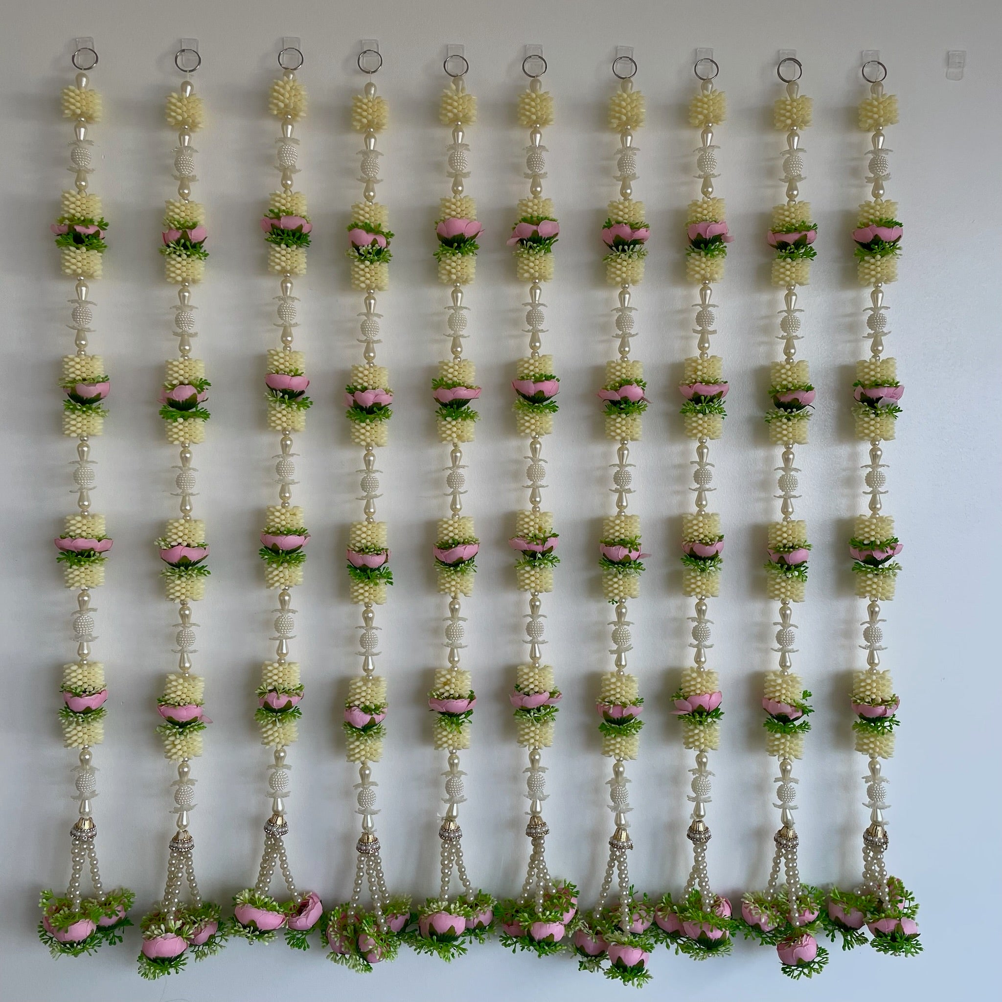 2.5 ft white pearl and mogra with light pink peony premium