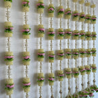 2.5 ft white pearl and mogra with light pink peony premium