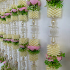 2.5 ft white pearl and mogra with light pink peony premium