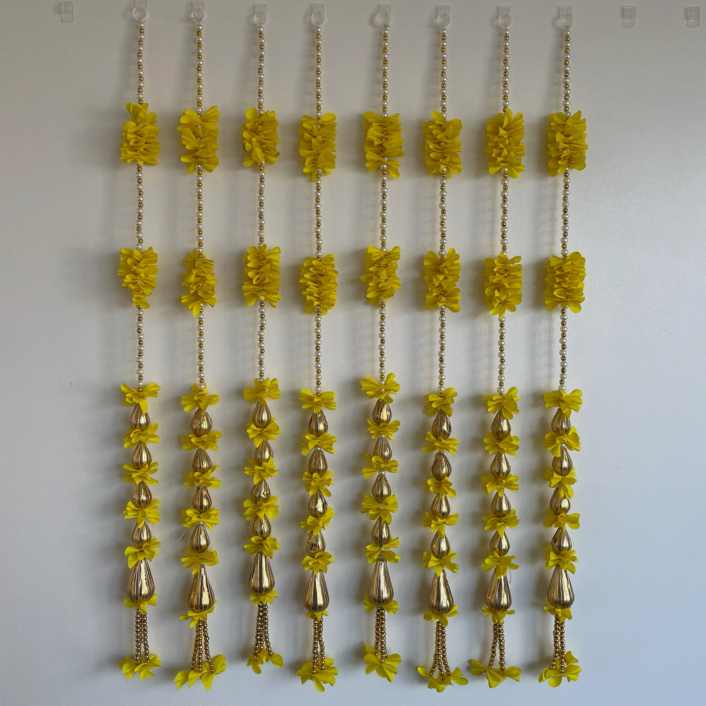 5 Triangle Gota Beads with Flowers