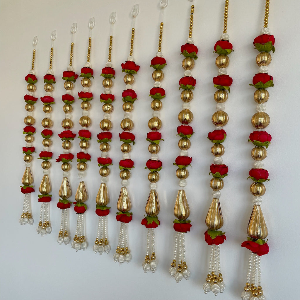 2ft 5 peony matt gota bead string - Red