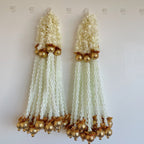 1.5 ft cloth flower and white pyramid bead hanging