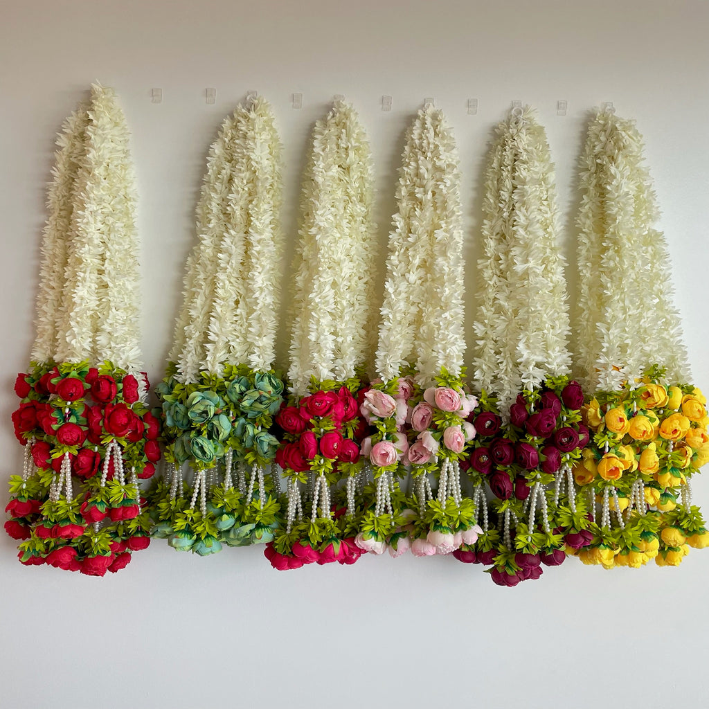2.5ft white floral with 7 peony hanging
