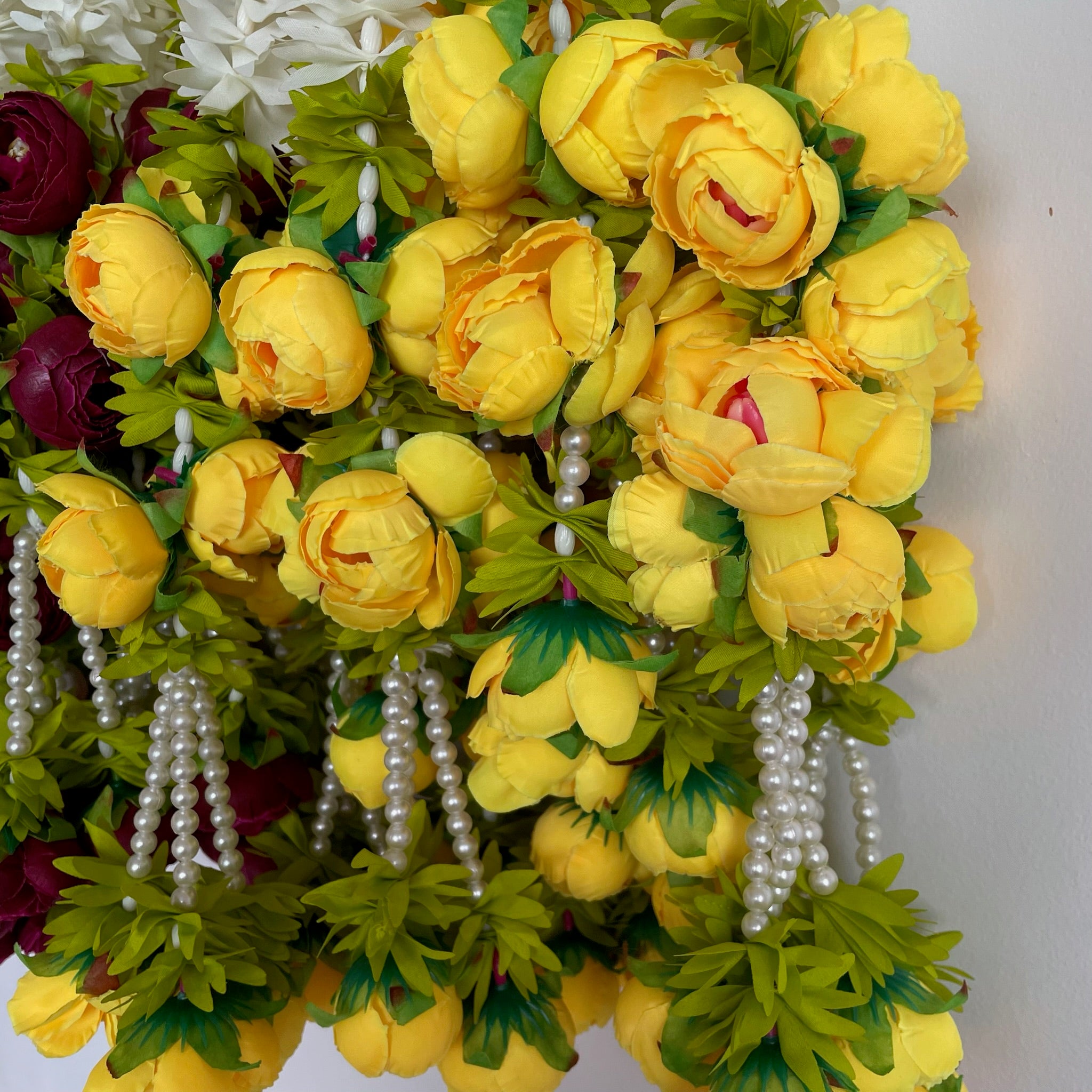 2.5ft white floral with 7 peony hanging