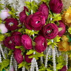 2,5 pieds de fleurs blanches avec 7 pivoines suspendues – Magenta