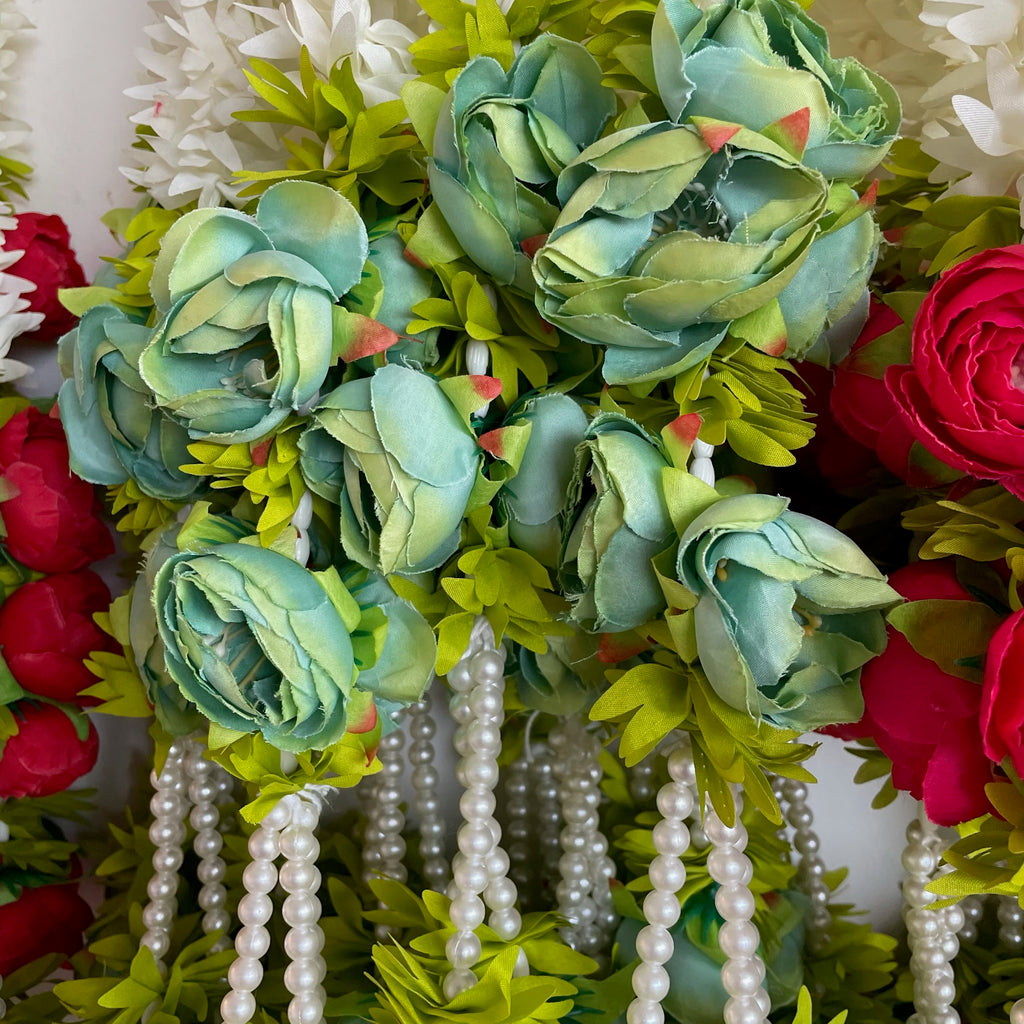 2.5ft white floral with 7 peony hanging