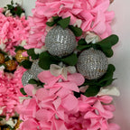 Guirlande florale boule disco pailletée 45 cm - Rose