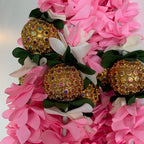 Guirlande florale boule disco pailletée 45 cm - Rose