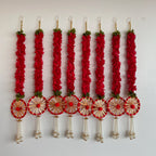 2ft red floral string with Chakri (Red)