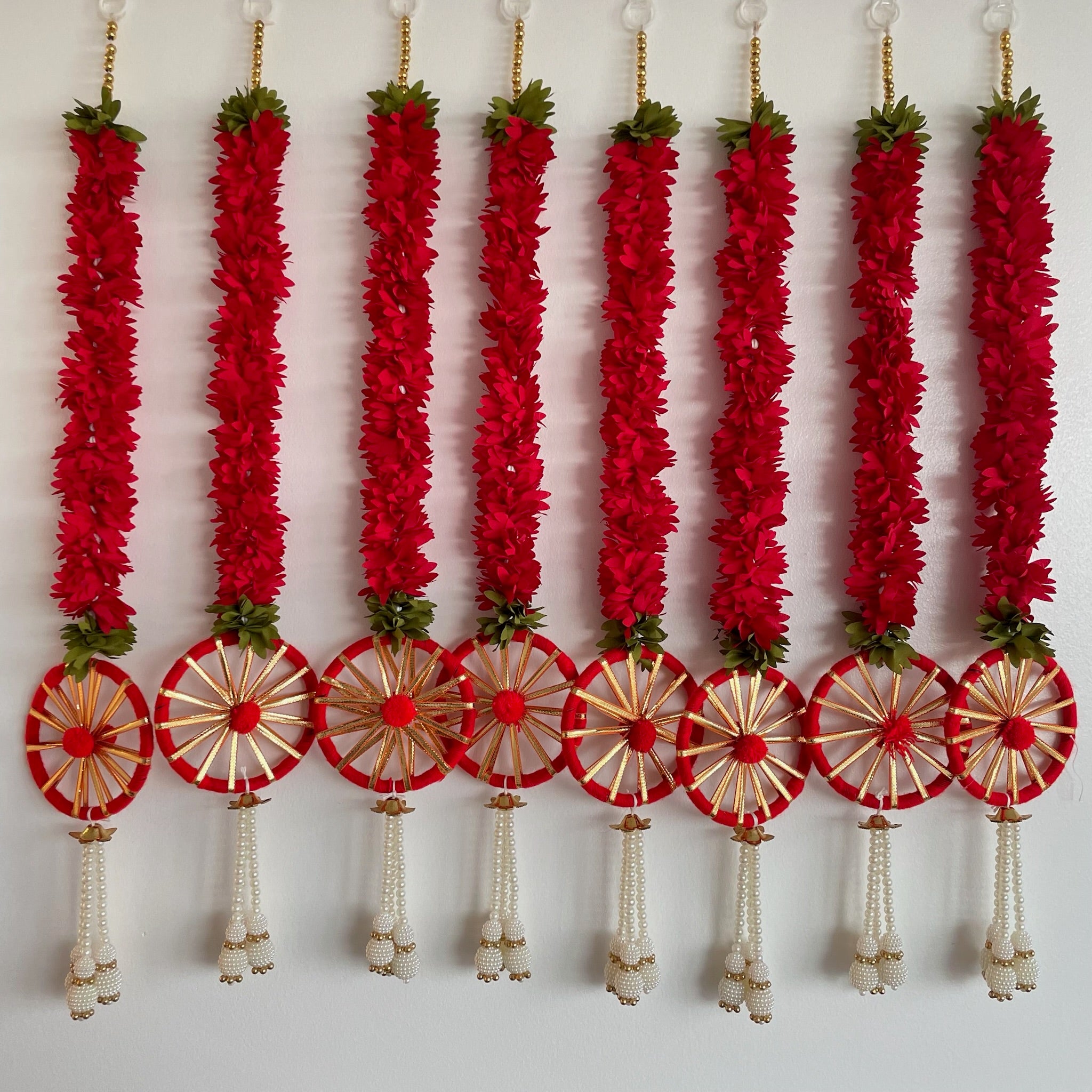 2ft red floral string with Chakri (Red)